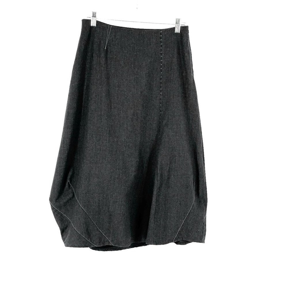 Crea Concept Paris Tulip Hem Layered Grey Wool Designer Midi Skirt 40/M/US 8 - Picture 7 of 10
